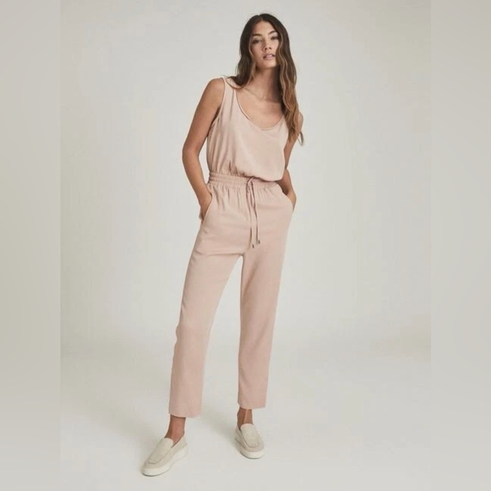 REISS Kat Straight-Leg‎ Jumpsuit in Blush Pink